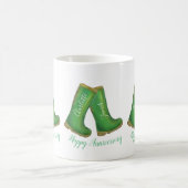 エメラルドの55結婚周年記念グリーンウェルブーツ コーヒーマグカップ (中央)
