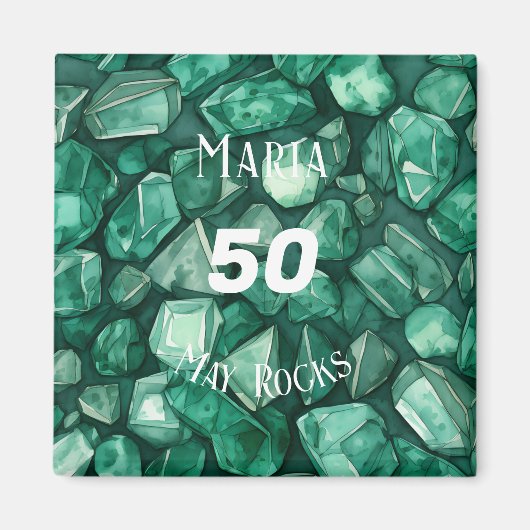 エメラルドをテーマにしたメイ誕生日記念日カスタム マグネット (正面)