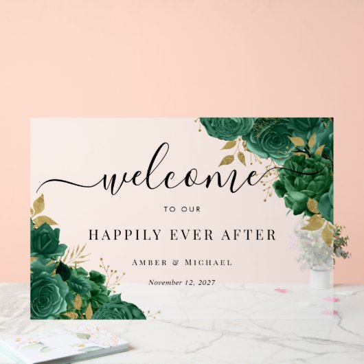 エメラルドアクリ結婚ルのサインの後 アクリルサイン (ウェディング)