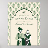 エメラルドアナンドKaraj Sikh結婚の歓迎サイン ポスター (正面)