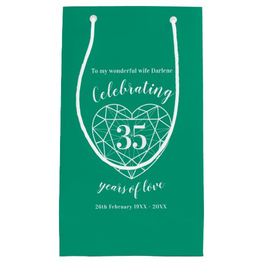 エメラルドアニバーサリー35年グリーン妻抱き枕 スモールペーパーバッグ (正面)