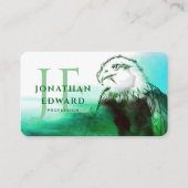 エメラルドアメリカンバルドイーグル抽象芸術モノグラム 名刺 (正面)