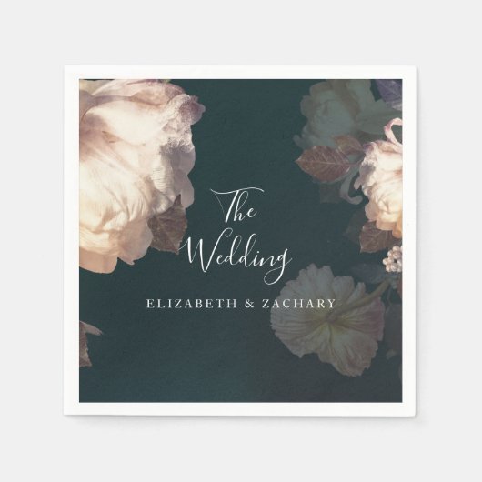 エメラルドアンティークヴィンテージウェディングテーブルナプキンス スタンダードカクテルナプキン (正面)