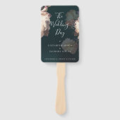 エメラルドアンティークヴィンテージウェディング ハンドファン (正面)