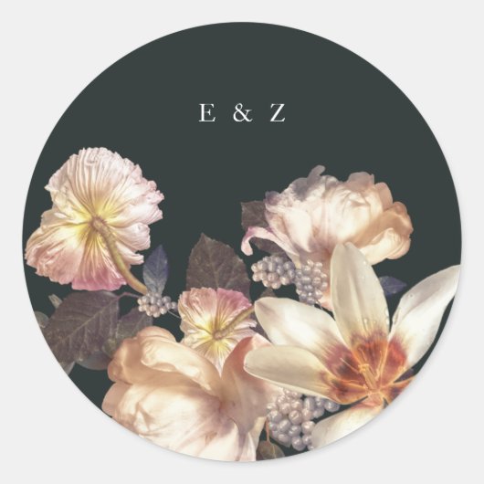 エメラルドアンティークヴィンテージウェディング ラウンドシール (正面)