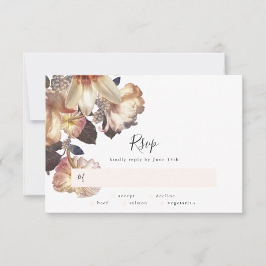 エメラルドアンティークヴィンテージウェディングRSVPカード 出欠カード (正面)