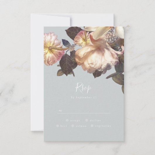 エメラルドアンティークヴィンテージRSVP応答カード 出欠カード (正面)