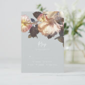 エメラルドアンティークヴィンテージRSVP応答カード 出欠カード (スタンド正面)