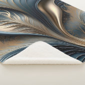 エメラルドウィスパー – ティール（緑がかった色）と金ゴールド抽象芸術アート シェルパブランケット (3/4)