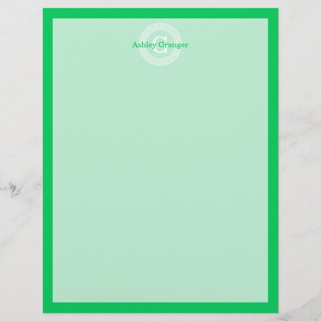 エメラルドウィットギリシャ鍵ランドフレームイニシャルモノグラム (正面)