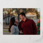 エメラルドウォーターの色ドラマチック日付の保存金ゴールド 箔招待状 (裏面)