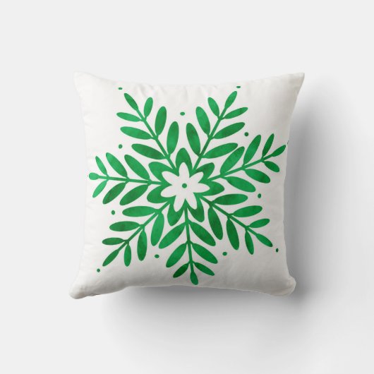 エメラルドウォーターカラースノーフレーク クッション (裏面)