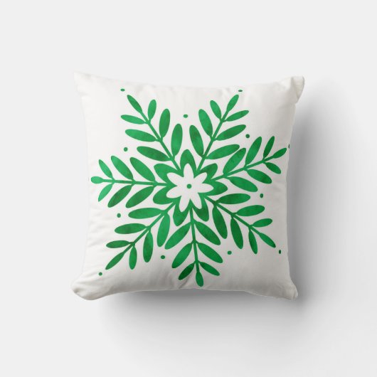 エメラルドウォーターカラースノーフレーク クッション (正面)