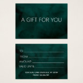 エメラルドウォーターカラーモノグラムギフトカード – カスタム (正面&裏面)