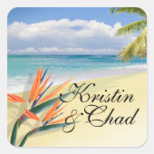 エメラルドウォーターズトロピカルビーチ結婚式 スクエアシール (正面)