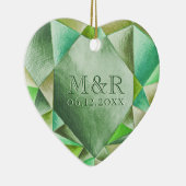 エメラルドウォーターハート結婚55周年 セラミックオーナメント (右)