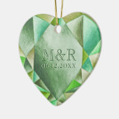 エメラルドウォーターハート結婚55周年 セラミックオーナメント (左)