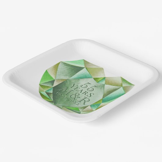 エメラルドウォーターハート結婚55周年 ペーパープレート (傾斜あり)