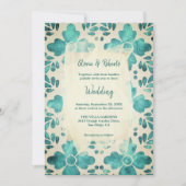 エメラルドウォーターフローラモザイク結婚メキシコ 招待状 (正面)