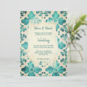 エメラルドウォーターフローラモザイク結婚メキシコ 招待状 (スタンド正面)