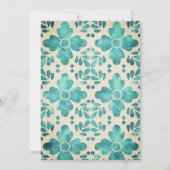 エメラルドウォーターフローラモザイク結婚メキシコ 招待状 (裏面)