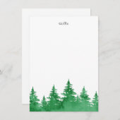 エメラルドウオーターカラーエバーグリーンツリー ノートカード (正面/裏面)