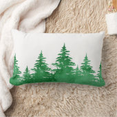 エメラルドウオーターカラーエバーグリーンツリー ランバークッション (ブランケット)