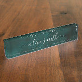 エメラルドウオーターカラーモノグラム名 デスクネームプレート (側面)