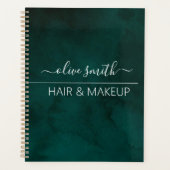 エメラルドウオーターカラーモノグラム名 プランナー手帳 (正面)