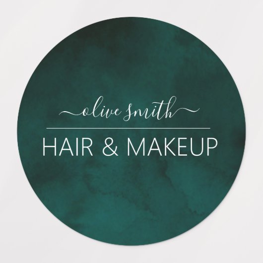 エメラルドウオーターカラーモノグラム名 ラベル (デザイン1)