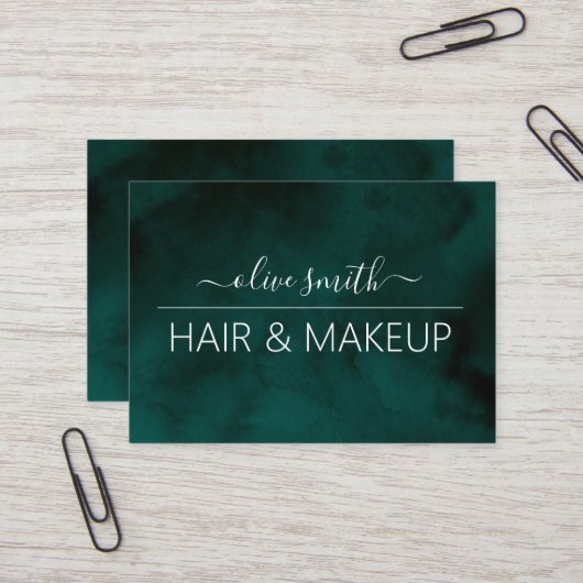 エメラルドウオーターカラーモノグラム名 名刺 (正面/裏面インサイチュ)