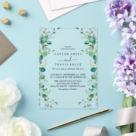 エメラルドウッドランドアクリル結婚式招待状 アクリル招待状 (インサイチュ (ウェディング))