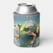 「エメラルドエッセンス：フラクタルアートのグリーンカエル」 缶クーラー (缶裏面)