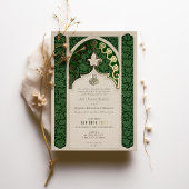 エメラルドエレガンスイスラム結婚レース 箔招待状