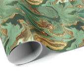 エメラルドエレガンス：金ゴールドマーブルラグジュアリー ラッピングペーパー (ロールコーナー)