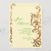 エメラルドエレガントとブロンズのDIYシンプル 招待状 (正面/裏面)