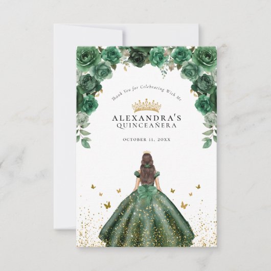 エメラルドエレガントキンセアニラフローラホイルフェイクス サンキューカード (正面)