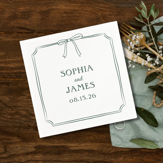 エメラルドエレガントグお洒落リーシンプルン結婚ボウ スタンダードカクテルナプキン