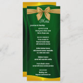 エメラルドエレガントグリーンとゴールドウェディングディナーメニュー メニュー (正面/裏面)