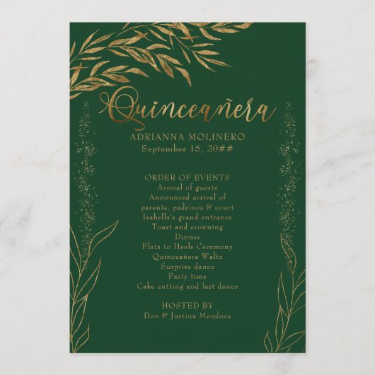 エメラルドエレガントグリーンと金ゴールドリーフキンセアニェラ プログラム (正面)