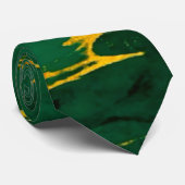エメラルドエレガントグリーンと金ゴールド大理石 ネクタイ (ロール)