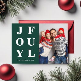 エメラルドエレガントグリーンの楽しい写真クリスマス シーズンカード