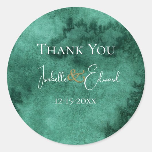 エメラルドエレガントグリーンの水彩洗剤の名前 ラウンドシール (正面)