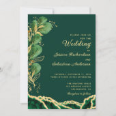 エメラルドエレガントグリーンアガテジュエートーン結婚ズ 招待状 (正面)