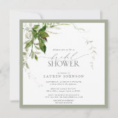 エメラルドエレガントグリーンウォーターブライダルシャワー 招待状 (正面)