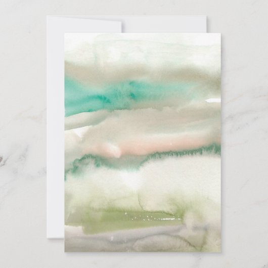 エメラルドエレガントグリーンウォーターブライダルシャワー 招待状 (裏面)