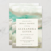 エメラルドエレガントグリーンウォーターブライダルシャワー 招待状 (正面/裏面)