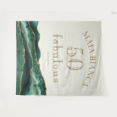 エメラルドエレガントグリーンゲート50th誕生日背景 タペストリー (正面(横))