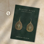 エメラルドエレガントグリーンジュエリーイヤリングディスプレイ 名刺