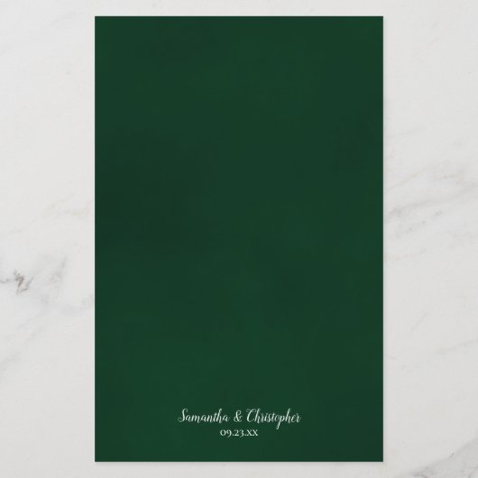 エメラルドエレガントグリーンバラ予算結婚のメニュー (裏面)